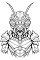 Free Insectoid Alien Coloring Page - Armored Space Captain Bust (Printable PDF)