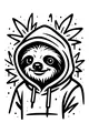 Free Sloth Coloring Page - Smiling Sloth in a Hoodie (Printable PDF)