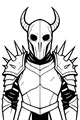 Free Monster Warrior Coloring Page - Horned Skull Mask Knight (Printable PDF)