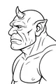Free Ogre Coloring Page - Horned Bald Monster in Side Profile (Printable PDF)