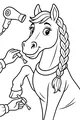 Free Horse Coloring Page - Bella Getting Groomed With Braided Mane (Printable PDF)