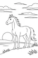 Free Horse Coloring Page - Gentle Horse at Sunrise Meadow (Printable PDF)