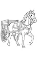 Free Horse Coloring Page - Proud Horse Pulling Wooden Wagon (Printable PDF)
