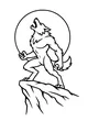 Free Werewolf Coloring Page - Moonlight Howl on a Rocky Cliff (Printable PDF)