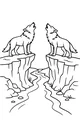 Free Wolf Coloring Page - Howling Wolves Across Canyon Cliffs (Printable PDF)
