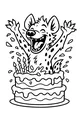 Free Hyena Coloring Page - Spotted Hyena Jumping From Birthday Cake (Printable PDF)