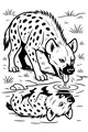 Free Hyena Coloring Page - Spotted Hyena Drinking at Pond (Printable PDF)