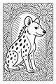 Free Hyena Coloring Page - Smiling Spotted Hyena in Jungle Garden (Printable PDF)