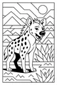 Free Hyena Coloring Page - Smiling Spotted Hyena in Savanna (Printable PDF)