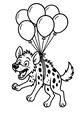 Free Hyena Coloring Page - Smiling Cartoon With Party Balloons (Printable PDF)