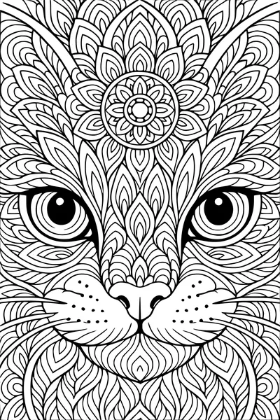 Free Cat Coloring Page - Intricate Mandala Cat Face (Printable PDF)