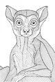 Free Lemur Coloring Page - Wide-Eyed Striped Lemur Sitting Upright (Printable PDF)