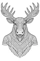 Free Moose Coloring Page - Geometric Antlers and Bold Patterns (Printable PDF)