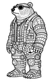 Free Bear Coloring Page - Steampunk Gadget Suit and Sunglasses (Printable PDF)