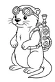 Free Otter Coloring Page - Steampunk Goggles and Gear Backpack (Printable PDF)
