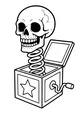 Free Halloween Jack-in-the-Box Coloring Page - Grinning Skull Toy (Printable PDF)