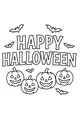 Free Jack-o-Lantern Coloring Page - Happy Halloween Pumpkins and Bats (Printable PDF)