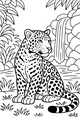 Free Jaguar Coloring Page - Jungle Waterfall Scene (Printable PDF)