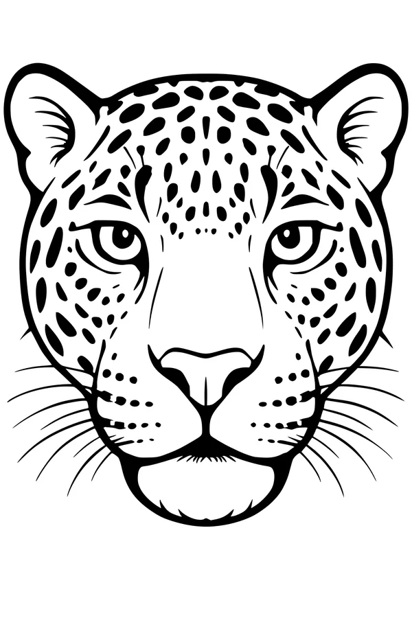 Free Jaguar Coloring Page - Close-Up Spotted Jungle Face (Printable PDF)