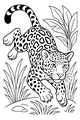 Free Jaguar Coloring Page - Spotted Big Cat Leaping Through Jungle Grass (Printable PDF)