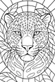 Free Jaguar Coloring Page - Stained-Glass Jungle Portrait (Printable PDF)