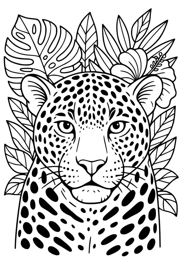 Free Jaguar Coloring Page - Spotted Wild Cat in Tropical Jungle (Printable PDF)