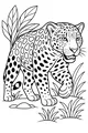 Free Jaguar Coloring Page - Spotted Wildcat in Jungle Grass (Printable PDF)