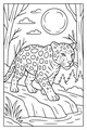 Free Jaguar Coloring Page - Moonlit River Walk (Printable PDF)