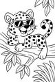 Free Jaguar Coloring Page - Cool Cartoon Jaguar With Sunglasses (Printable PDF)