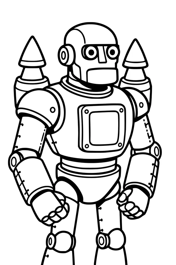 Free Robot Coloring Page - Retro Jetpack Android Buddy (Printable PDF)