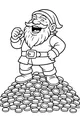 Free Dwarf Coloring Page - Jolly Gnome With Treasure Hoard (Printable PDF)