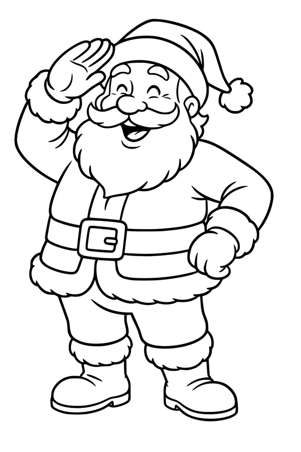 Free Santa Claus Coloring Page - Jolly Salute Pose (Printable PDF)