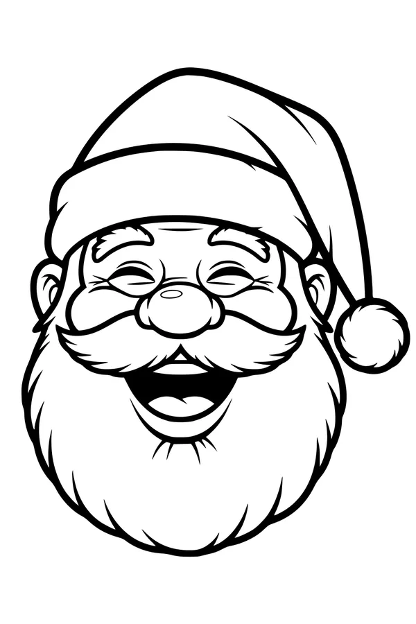 Free Santa Claus Coloring Page - Jolly Laughing Close-Up (Printable PDF)