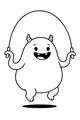 Free Monster Coloring Page - Cute Horned Jumprope Creature (Printable PDF)