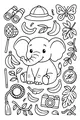Free Elephant Coloring Page - Baby Jungle Explorer Picnic (Printable PDF)
