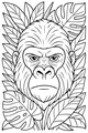 Free Gorilla Coloring Page - Jungle King With Leafy Crown (Printable PDF)