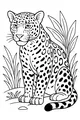 Free Jaguar Coloring Page - Young Spotted Jungle Cat in Grass (Printable PDF)