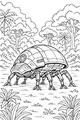 Free Alien UFO Robot Walker Coloring Page - Six-Legged Jungle Explorer (Printable PDF)