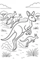 Free Kangaroo Coloring Page - Four Kangaroos Hopping in the Outback (Printable PDF)