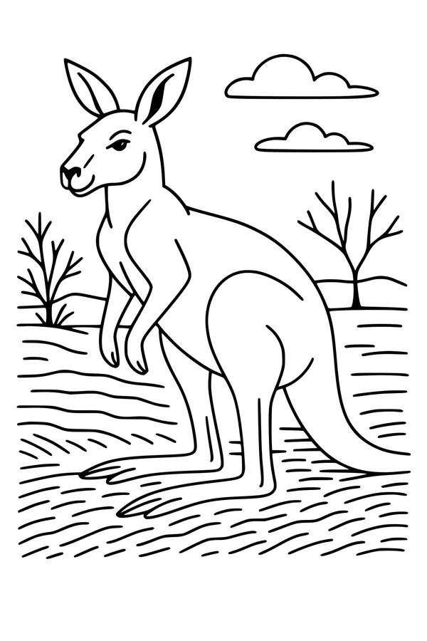 Free Kangaroo Coloring Page - Bouncy Friend in the Sunny Outback (Printable PDF)