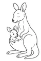 Free Kangaroo Coloring Page - Mother With Happy Joey in Pouch (Printable PDF)