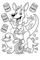 Free Kangaroo Coloring Page - Unicycle Parade With Joey And Platypus (Printable PDF)