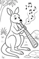 Free Kangaroo Coloring Page - Joey Playing a Didgeridoo Outdoors (Printable PDF)
