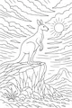 Free Kangaroo Coloring Page - Sunny Outback Rocky Hill Scene (Printable PDF)