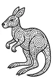 Free Kangaroo Coloring Page - Swirly Outback Patterns (Printable PDF)