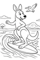 Free Kangaroo Coloring Page - Surfing Ocean Adventure With Pelican (Printable PDF)