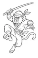 Free Baboon Coloring Page - Ninja Warrior Baboon Leaping with Sword (Printable PDF)