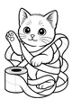 Free Kitten Coloring Page - Playful Toilet Paper Mischief (Printable PDF)
