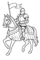 Free Horse Coloring Page - Knightly Parade With Banner (Printable PDF)