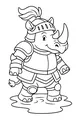 Free Rhinoceros Coloring Page - Boy Knight in Shiny Armor (Printable PDF)